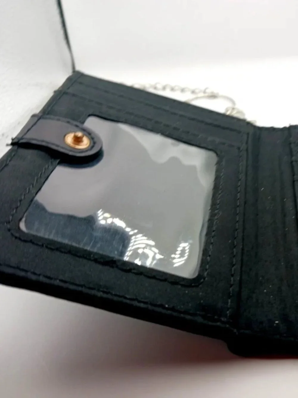 Black + White Skater Checkered Wallet with Removable Card Holder + Chain